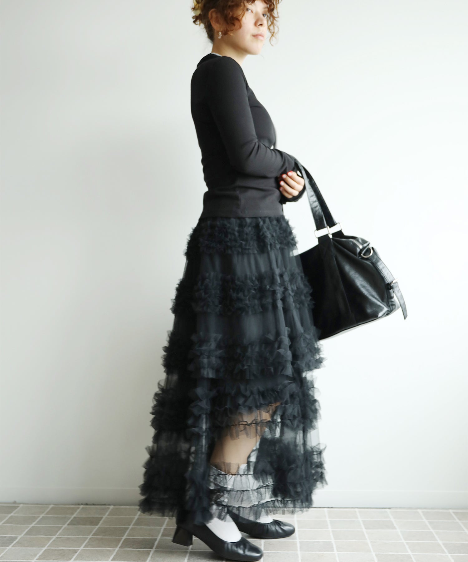 フリルティアードチュールスカート