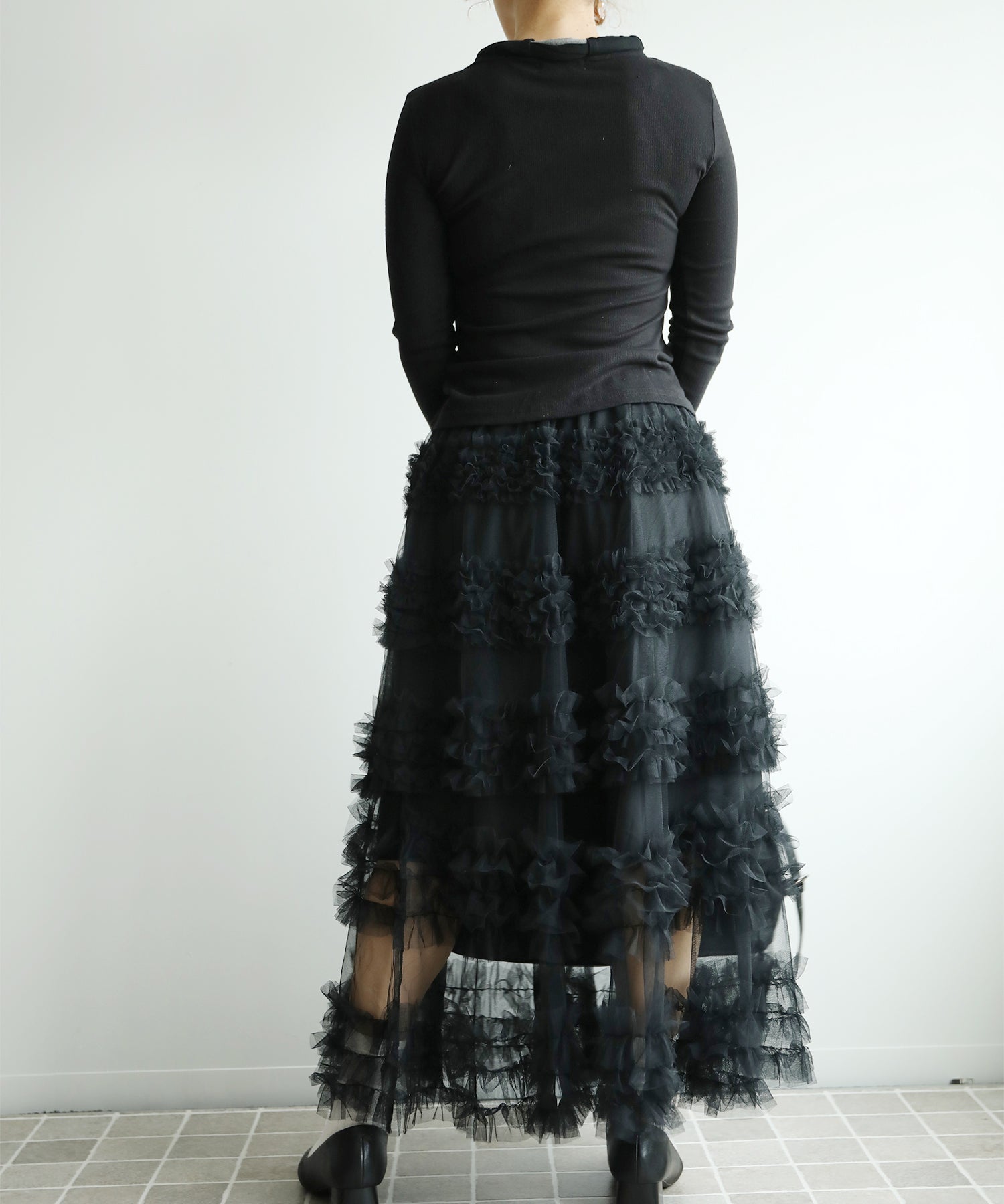 フリルティアードチュールスカート