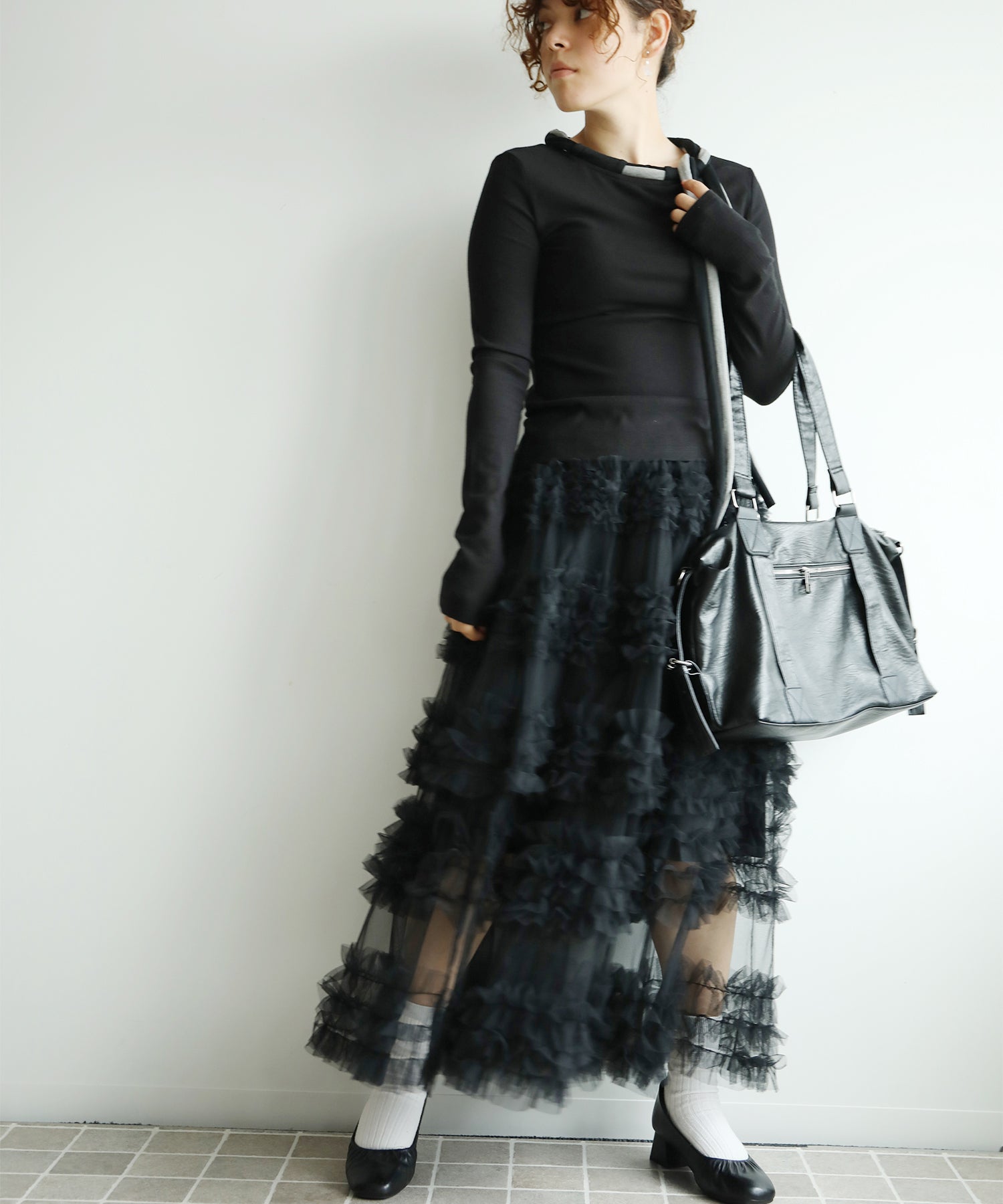 フリルティアードチュールスカート