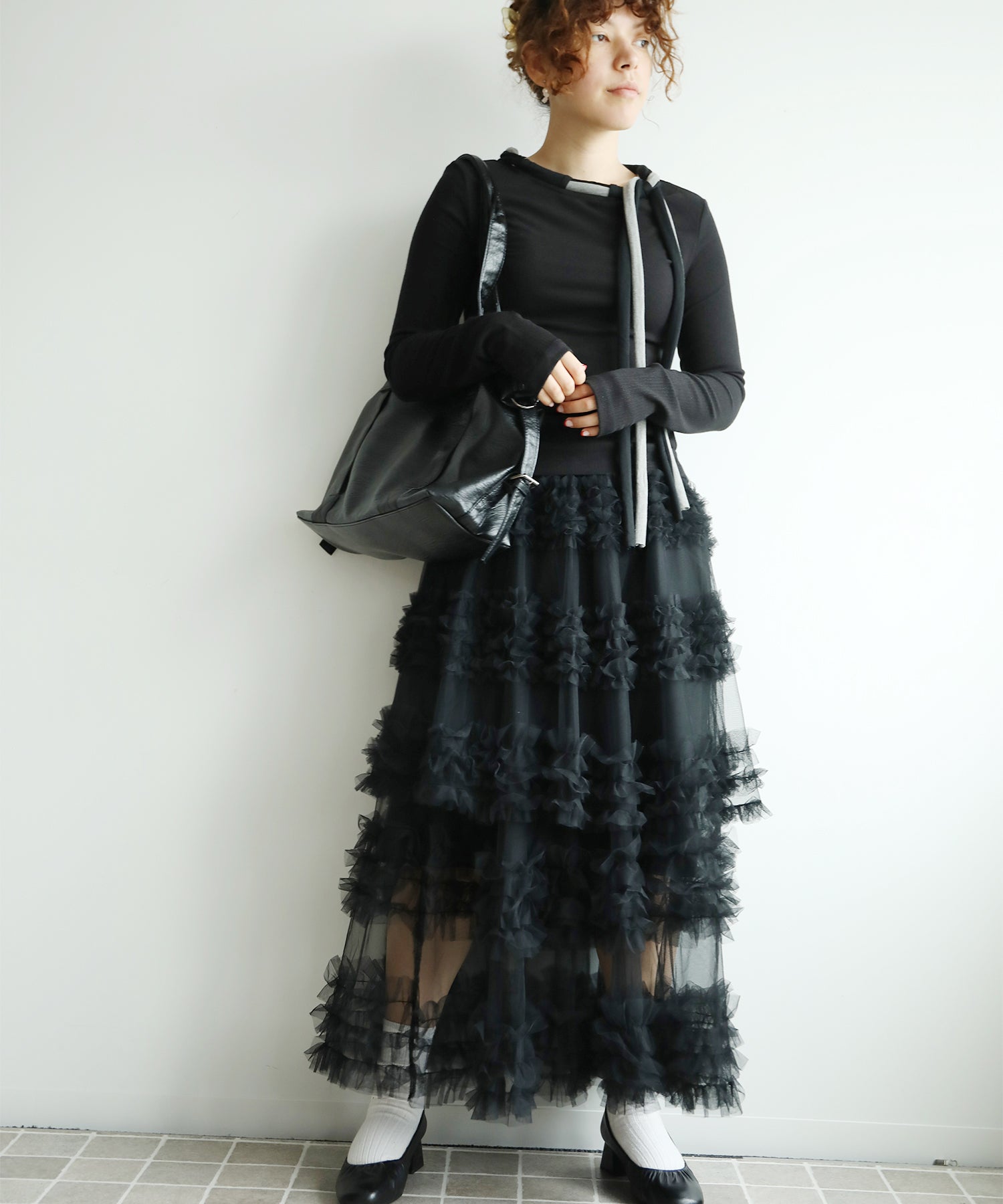 フリルティアードチュールスカート