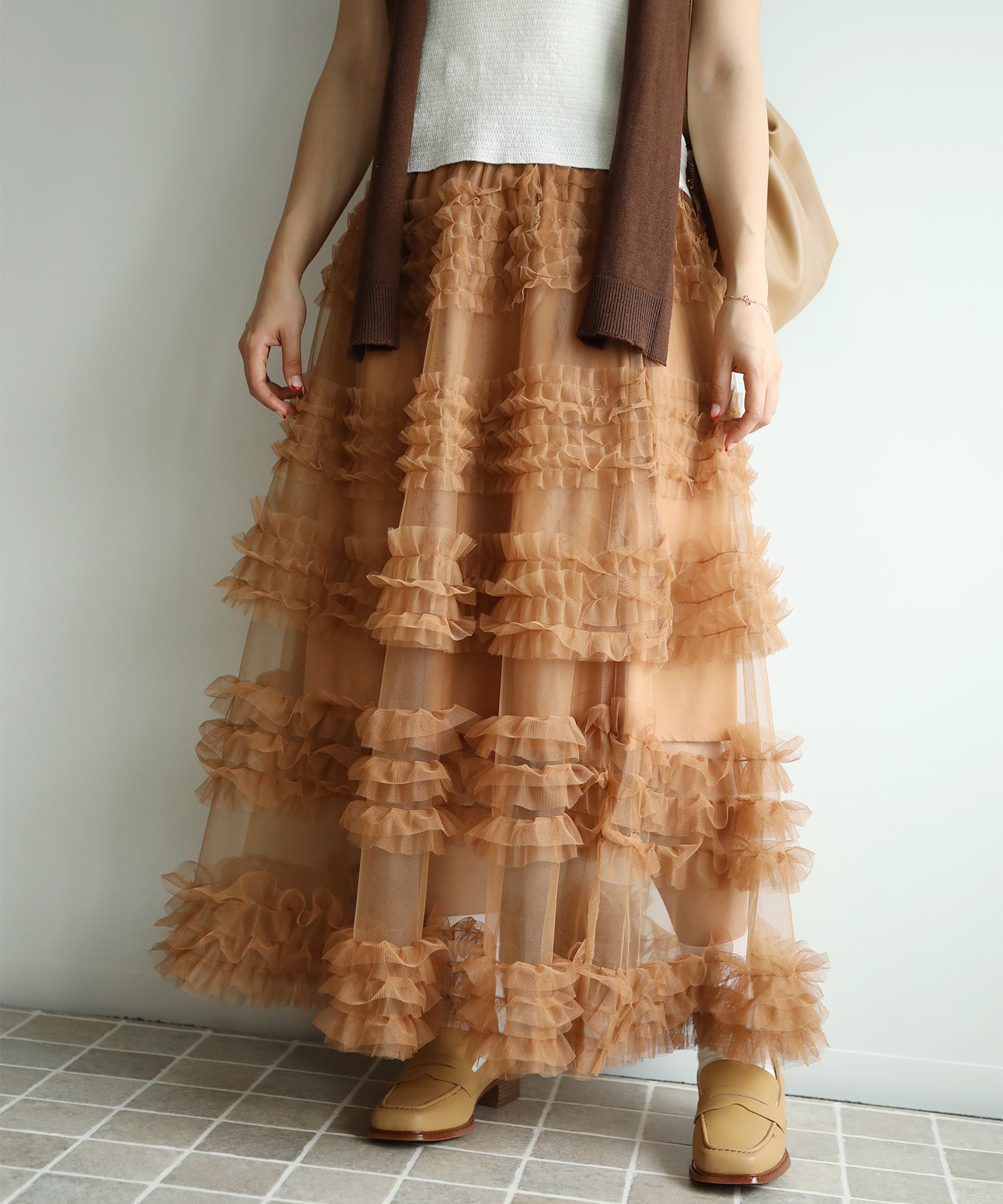 フリルティアードチュールスカート