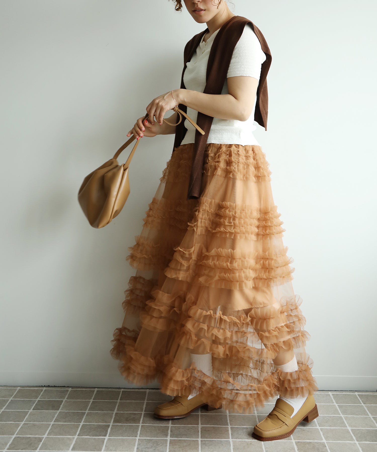 フリルティアードチュールスカート