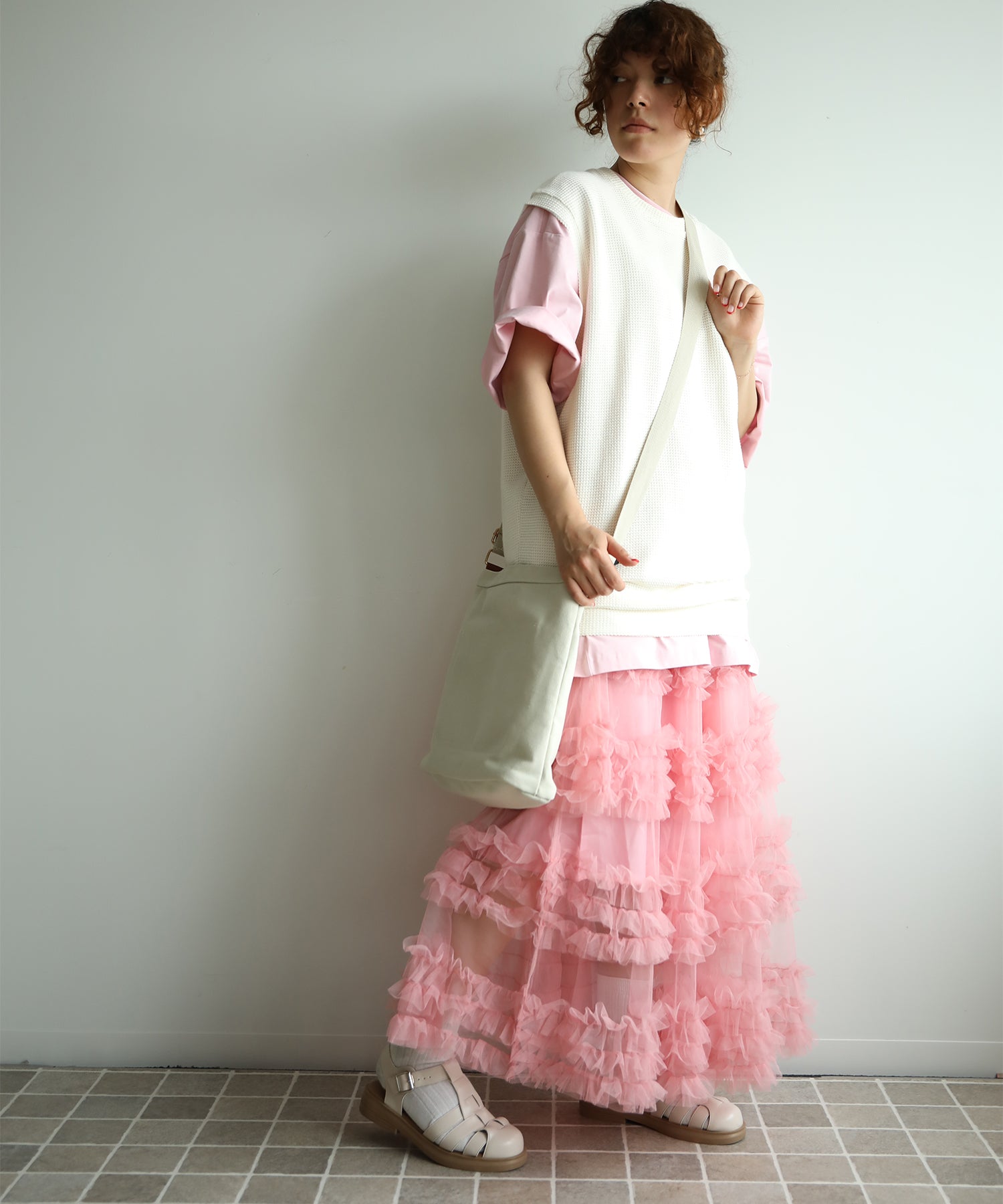 フリルティアードチュールスカート