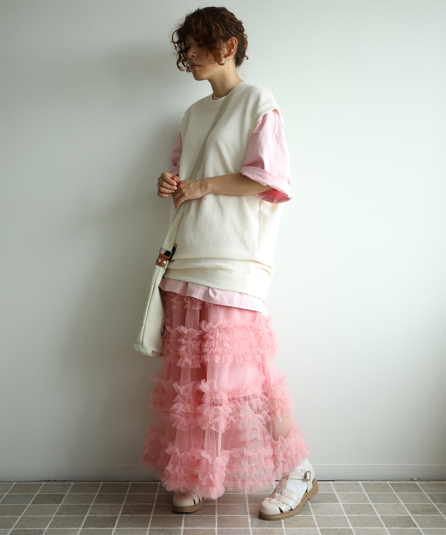 フリルティアードチュールスカート