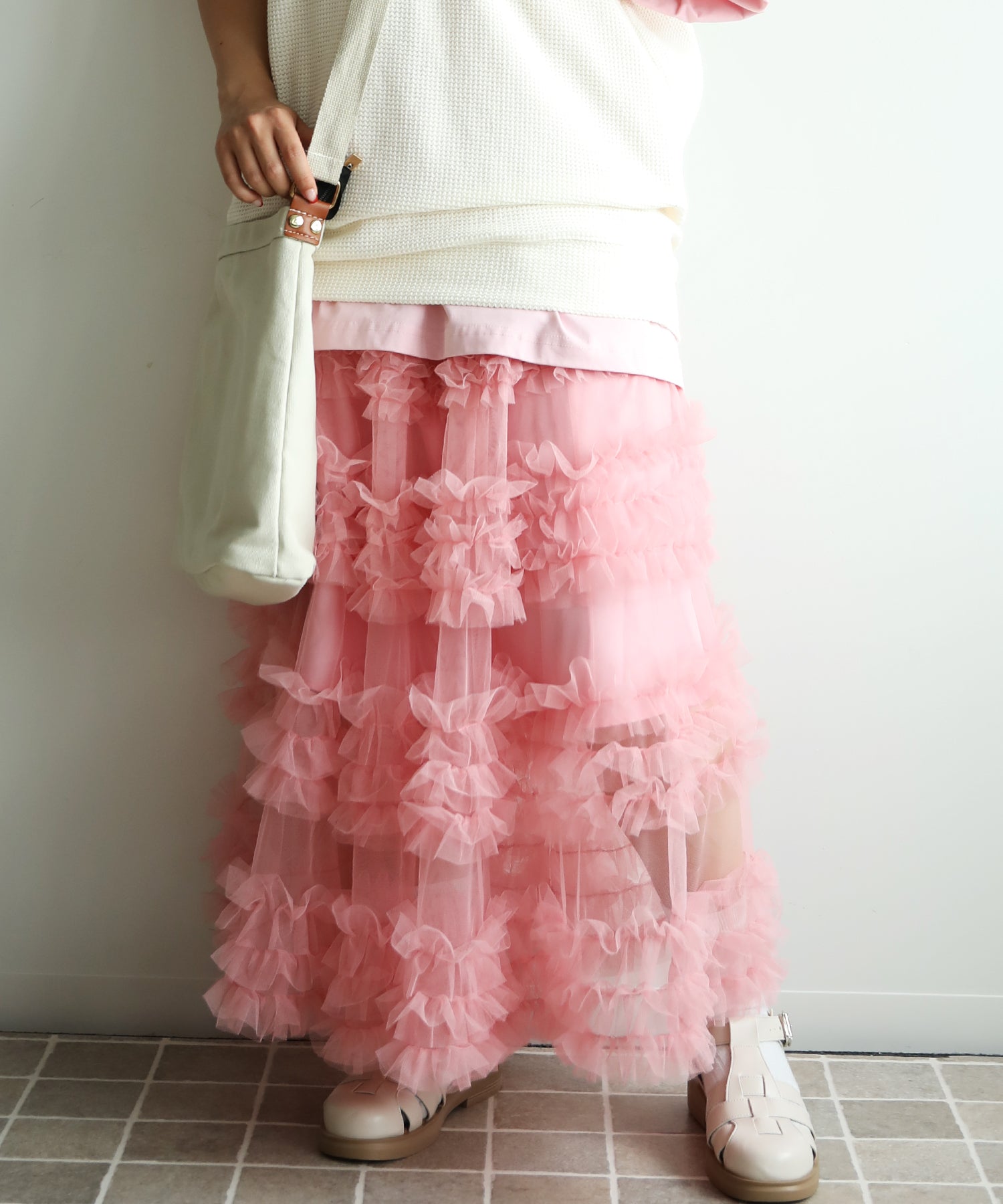 フリルティアードチュールスカート