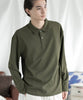 【aimoha MEN】SIMPLE POLO SHIRT ハーフボタン 長袖 ポロシャツ