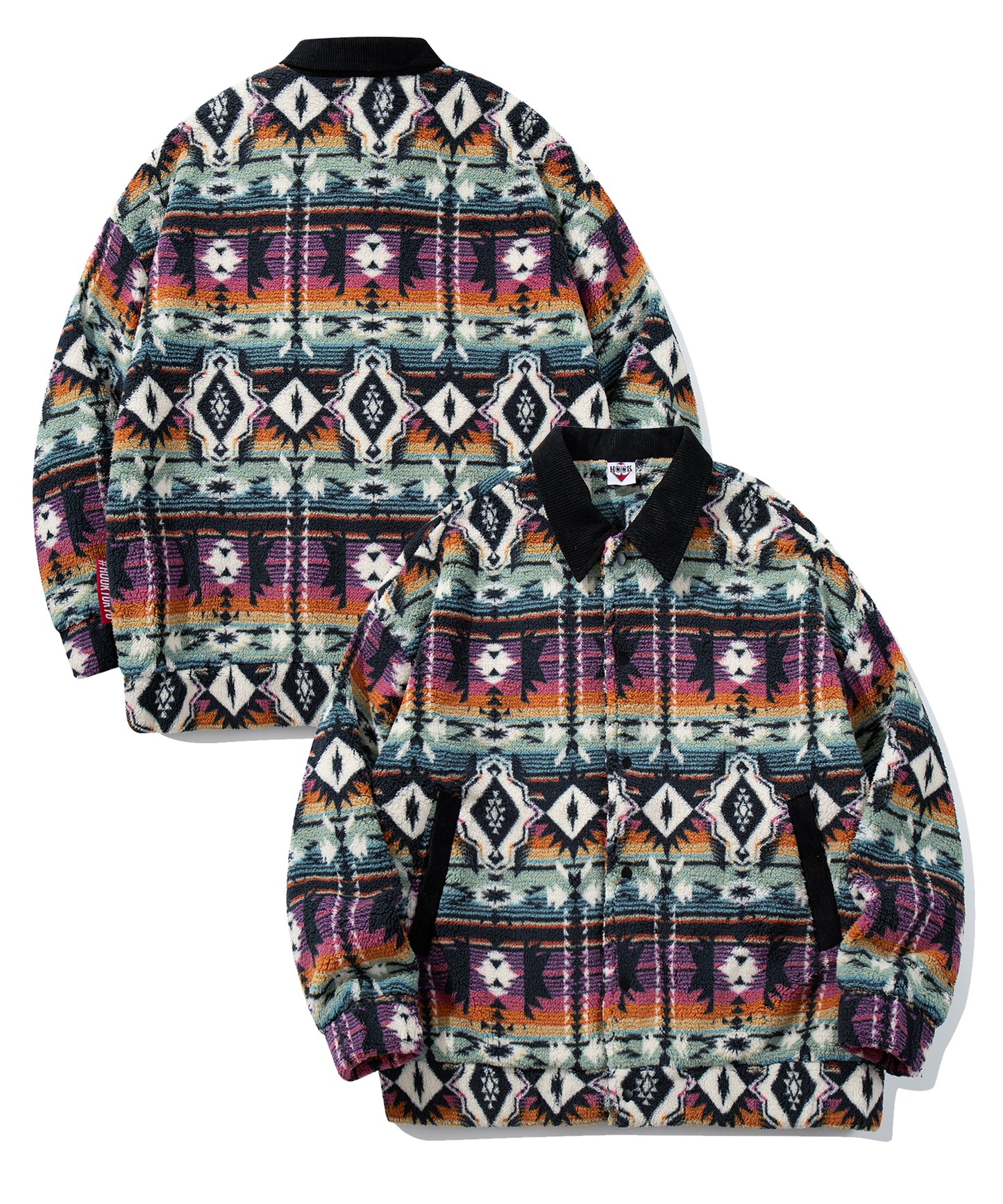 HOOK -original-　民族風幾何学模様ボアジャケット