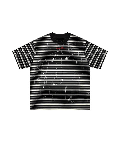 HOOK ペイントスプラッシュ × ボーダー 半袖 Tシャツ (SS)