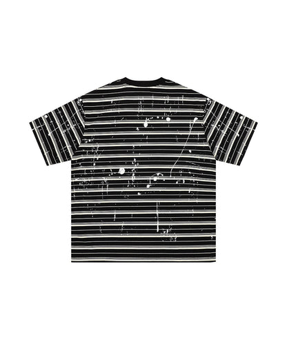 HOOK ペイントスプラッシュ × ボーダー 半袖 Tシャツ (SS)
