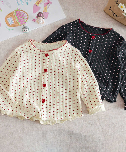【aimoha-KIDS-】キッズ　ハートドットリブニットトップス