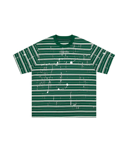 HOOK ペイントスプラッシュ × ボーダー 半袖 Tシャツ (SS)
