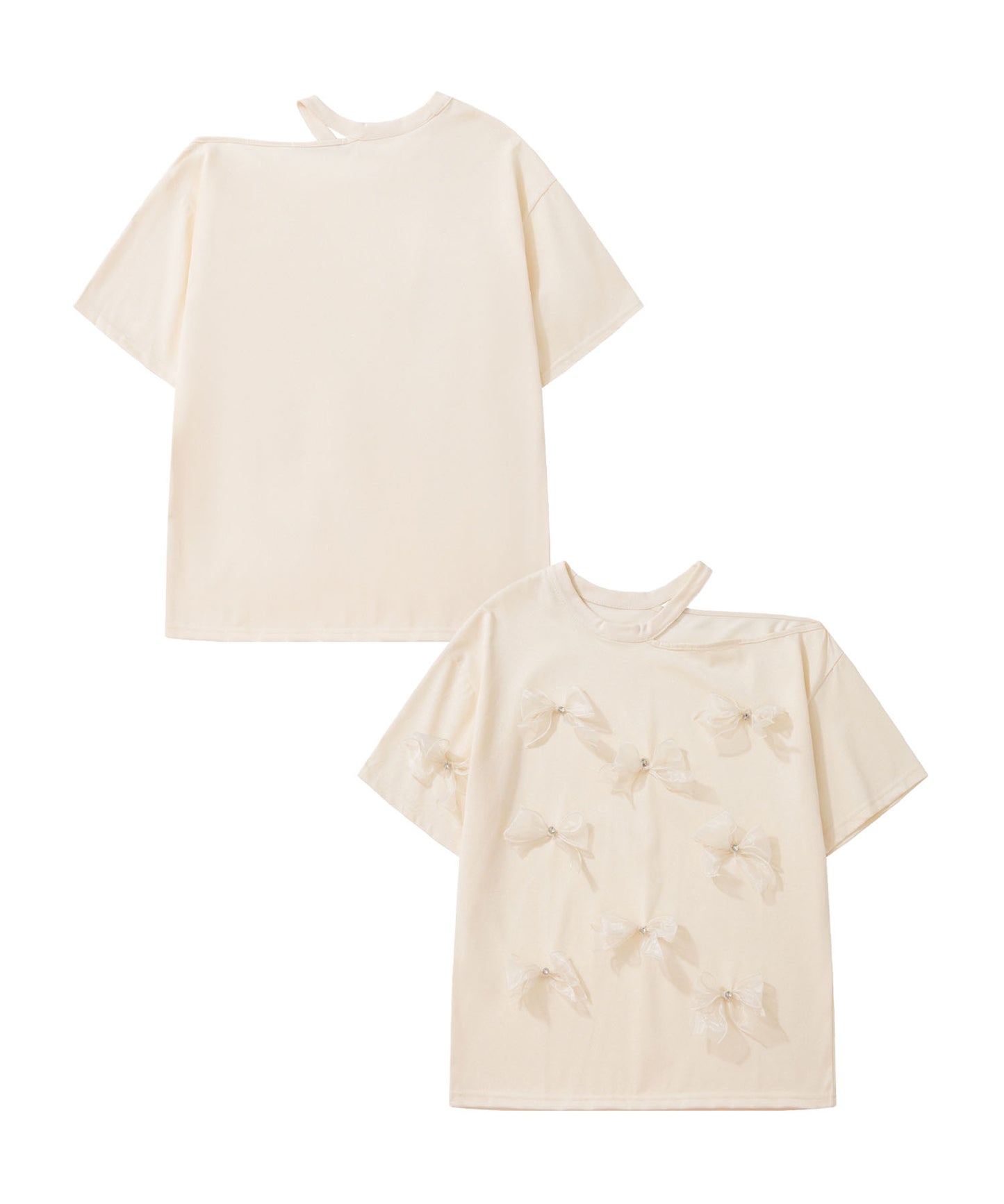 HOOK for girls　ワンショルダー半袖リボンTシャツ