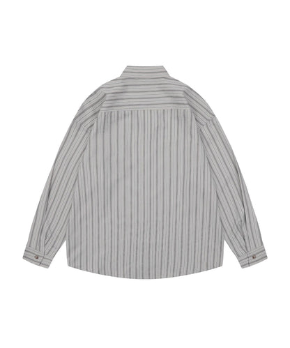 [HOOK] Vintage-style striped all-over pattern big shirt