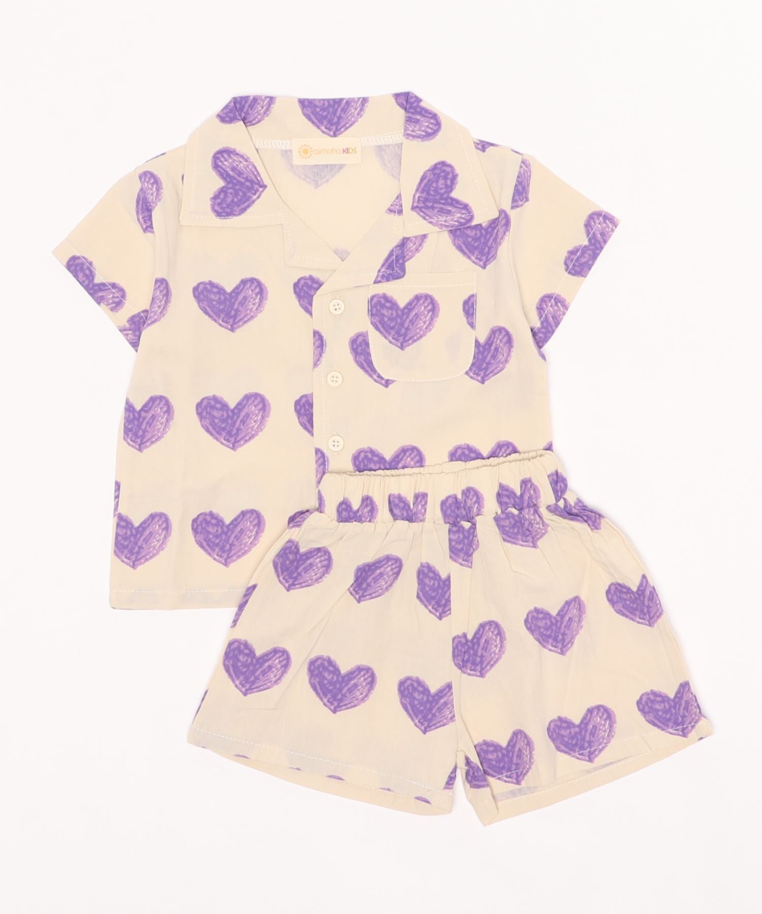 【aimoha-KIDS-】ハート柄セットアップ