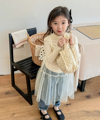 【aimoha-KIDS-】キッズ シアーチュールドットキャミワンピ×カットソーセット (SS)
