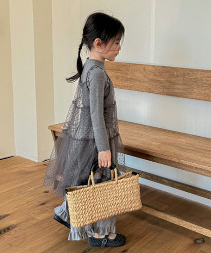 【aimoha-KIDS-】キッズ シアーチュールドットキャミワンピ×カットソーセット (SS)