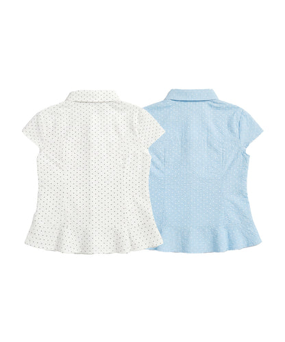 HOOK for girls　ドット柄 アシンメトリーサイドリボン 半袖シャツ (SS)
