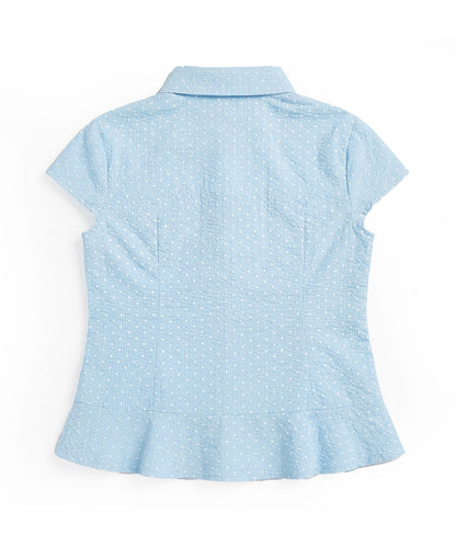 HOOK for girls　ドット柄 アシンメトリーサイドリボン 半袖シャツ (SS)