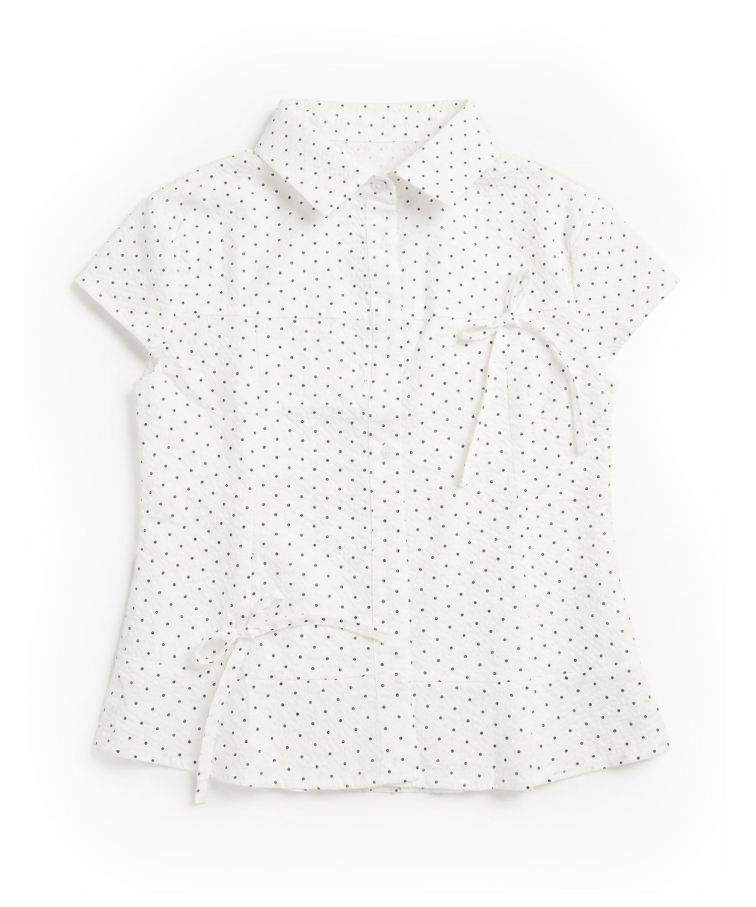 HOOK for girls　ドット柄 アシンメトリーサイドリボン 半袖シャツ (SS)