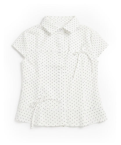 HOOK for girls　ドット柄 アシンメトリーサイドリボン 半袖シャツ (SS)