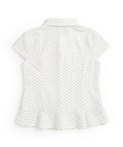HOOK for girls　ドット柄 アシンメトリーサイドリボン 半袖シャツ (SS)