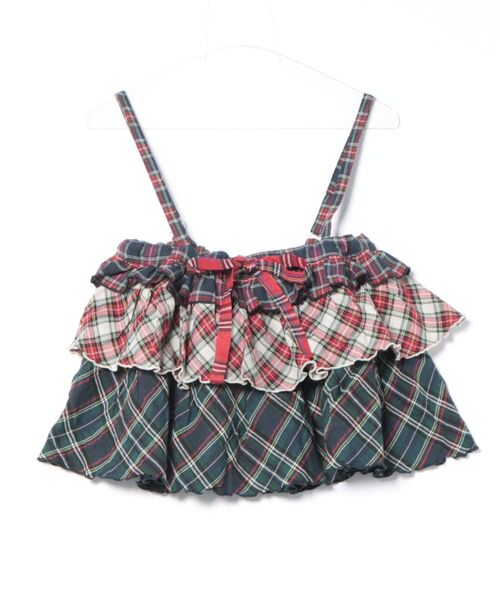 HOOK for girls  -original-　チェック柄切り替え被せ段々キャミソール　セットアップ可能