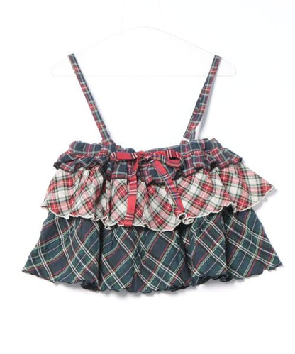 HOOK for girls  -original-　チェック柄切り替え被せ段々キャミソール　セットアップ可能