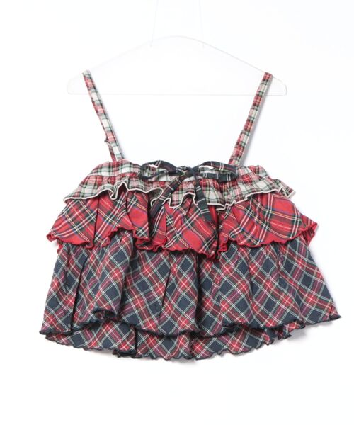 HOOK for girls  -original-　チェック柄切り替え被せ段々キャミソール　セットアップ可能