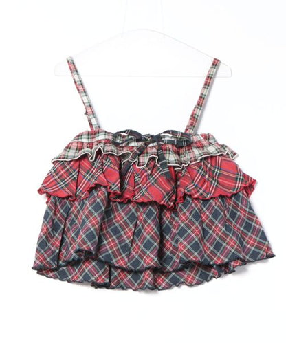 HOOK for girls  -original-　チェック柄切り替え被せ段々キャミソール　セットアップ可能