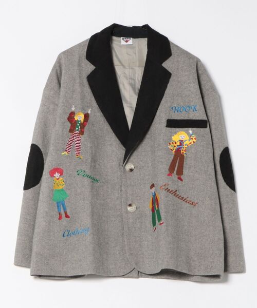 HOOK -original-　レトロ調人物刺繍異素材襟テーラードジャケット