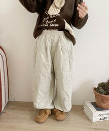 【aimoha-KIDS-】キルティングテーパードパンツ