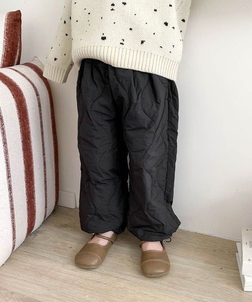 【aimoha-KIDS-】キルティングテーパードパンツ