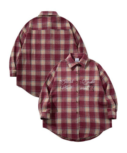 HOOK for girls　英字プリント厚手チェックシャツジャケット