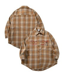 HOOK for girls　英字プリント厚手チェックシャツジャケット