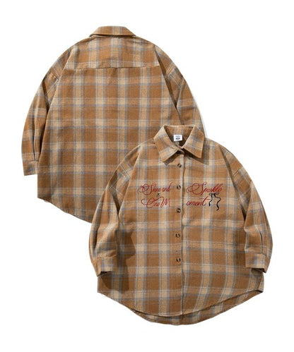 HOOK for girls　英字プリント厚手チェックシャツジャケット