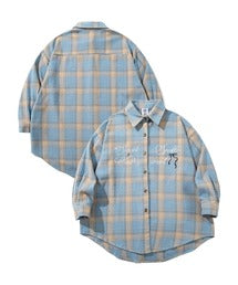 HOOK for girls　英字プリント厚手チェックシャツジャケット