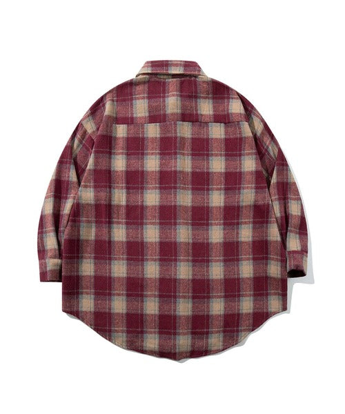 HOOK for girls　英字プリント厚手チェックシャツジャケット