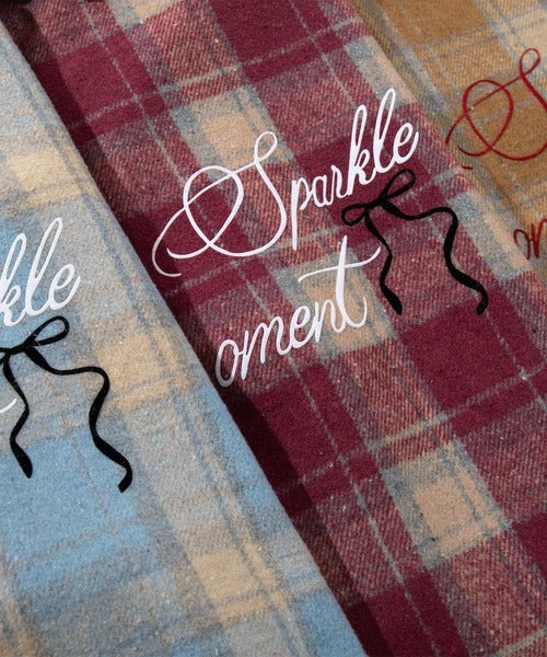 HOOK for girls　英字プリント厚手チェックシャツジャケット