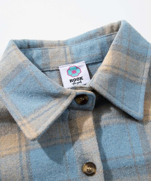 HOOK for girls　英字プリント厚手チェックシャツジャケット