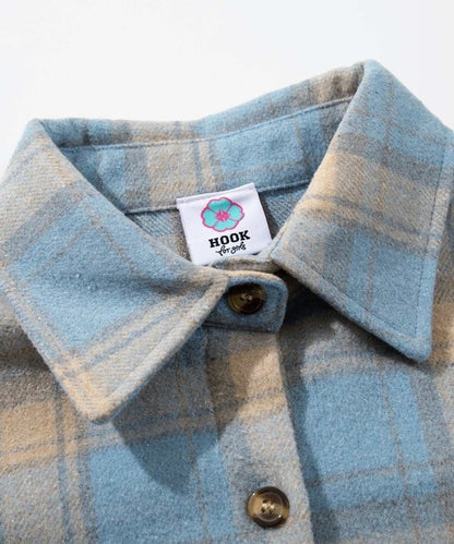 HOOK for girls　英字プリント厚手チェックシャツジャケット