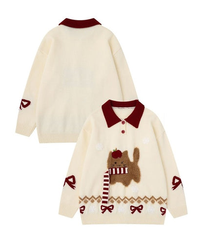 HOOK -select- アニマルジャカードニットプルオーバー