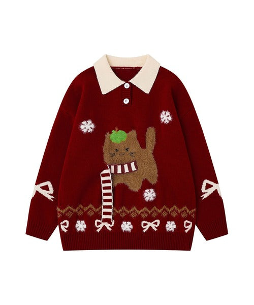 HOOK -select- アニマルジャカードニットプルオーバー