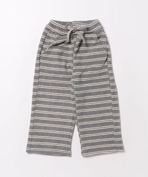 【aimoha-KIDS-】キッズ　裏起毛ボーダースウェットリラックスパンツ