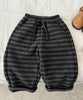 【aimoha-KIDS-】キッズ　裏起毛ボーダースウェットリラックスパンツ