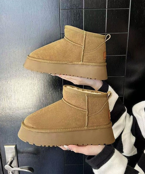ショート厚底ムートンブーツ