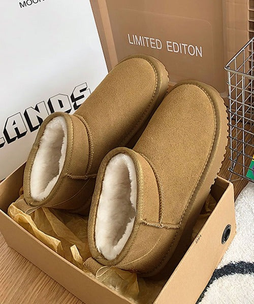 ショート厚底ムートンブーツ