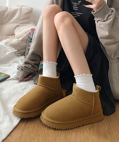ショート厚底ムートンブーツ