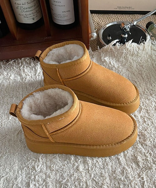 ショート厚底ムートンブーツ