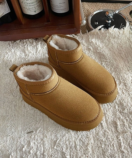 ショート厚底ムートンブーツ