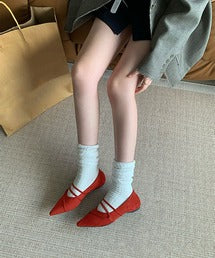 ストラップデザインポインテッドトゥフラットシューズ